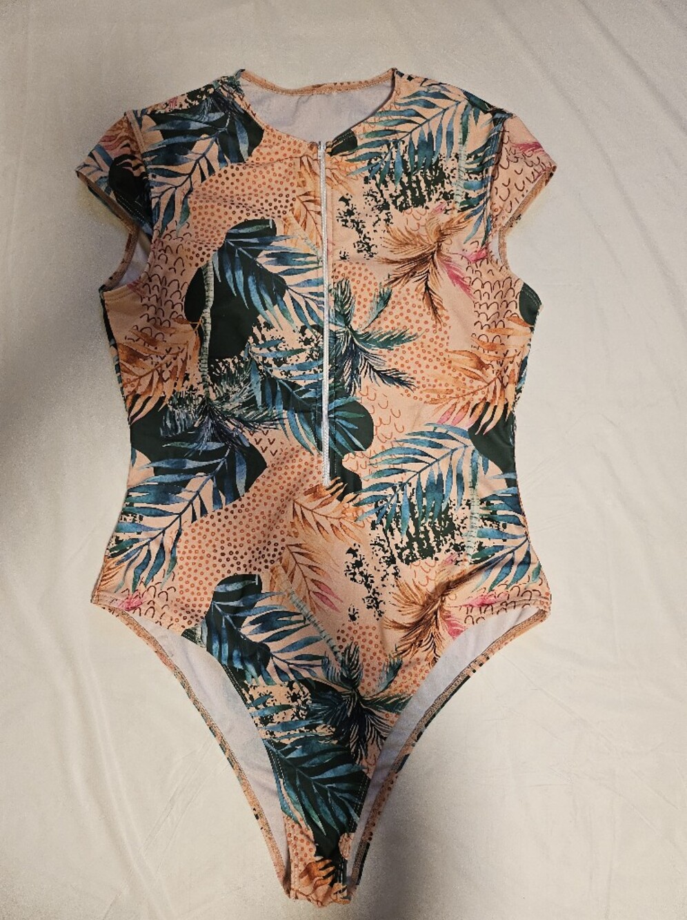 Women'sTropical Print One-Piece Swimsuit - Pink/Teal